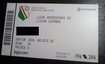 Bilet Legia Warszawa - Lechia Gdańsk 01.10.2016