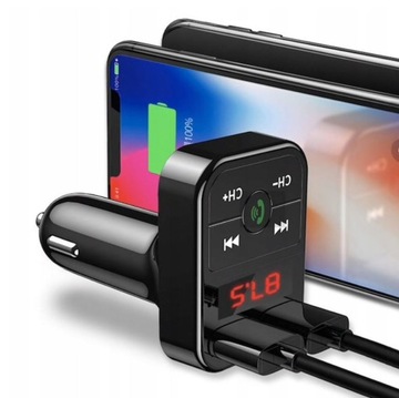 FM-передатчик Bluetooth, 2 USB-зарядное устройство для ЖК-дисплея, MP3 SD