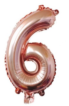 BALON foliowy ROSE GOLD cyfra SZEŚĆ 6 urodziny 100