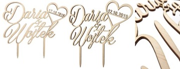 Свадебный топпер ИМЕНА + ДАТА деревенский деревянный