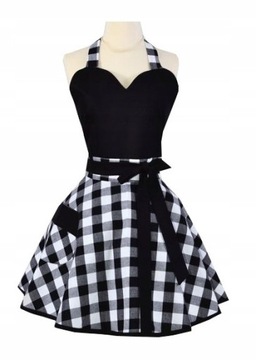 ELEGANCKI FARTUCH KUCHENNY sukienka PIN UP kratka