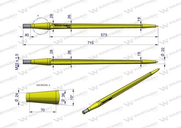Прямая стойка погрузчика 710мм Tur + втулка Waryński