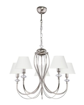 Elegancka srebrna lampa sufitowa wisząca MELADE 5 żyrandol z kryształkami