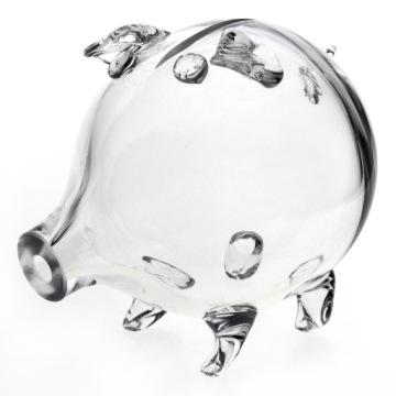 ПРОЗРАЧНАЯ большая стеклянная копилка СВИНКА в ПОДАРОК