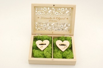 Pudełko na obrączki z indywidualnym grawerem mchem