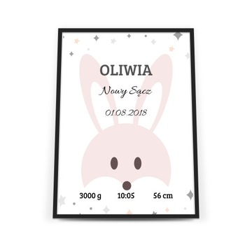 Metryczka A4 z ramką CHRZEST, NARODZINY, PREZENT