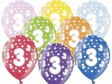 BALONY NA ROCZNICĘ URODZINY CYFRY 30 CM 5 SZTUK