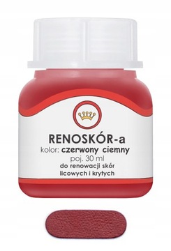 RENOSKÓR FARBA LAKIER DO SKÓRY CIEMNY CZERWONY