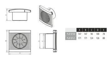 Wentylator fi 125 mm PLAY Standard cichy