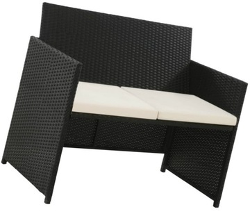ŁAWKA OGRODOWA Z OPARCIEM TECHNO RATTAN == CZARNA