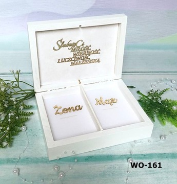 Pudełko na koperty + obrączki białe 05