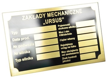 URSUS tabliczka znamionowa MOSIĄDZ