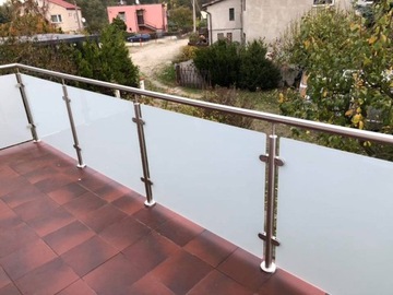 Стеклянный столбик балюстрады Ø42,4 x 970 мм, 2 держателя стакана, нержавеющая сталь