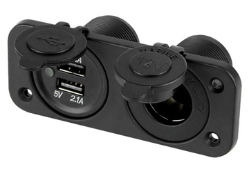 Ładowarka panelowa 2x USB 3,1A + gniazdo zapalniczki