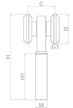 РОЛИКОВАЯ ТЕЛЕЖКА ДЛЯ ПОДВЕСНЫХ ВОРОТ ДВЕРНАЯ РЕЛЬС 35х32 ММ