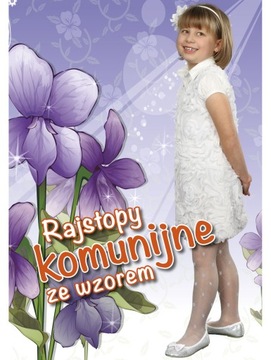 Rajstopy GAJATEX komunijne białe wzorzyste 140/146