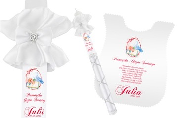 Świeca biała szatka do CHRZTU dedykacja IMIĘ DATA