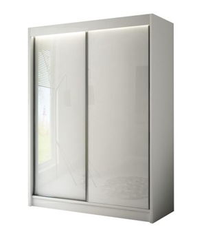Szafa 120cm przesuwna Biała + Szkło Lacobel