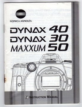 MINOLTA DYNAX 40, 30, MAXXUM 50 РУКОВОДСТВО
