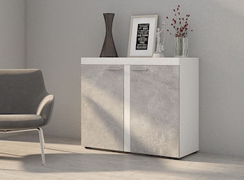 KomodaRUMBA BJ21 2F ST, kolor beton jasny/biały