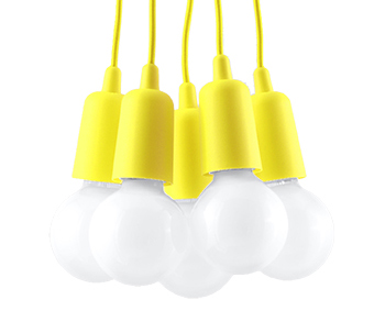 Lampa Wisząca DIEGO 5-punktowa E27 Żółta do sypialni i salonuSOLLUX Led
