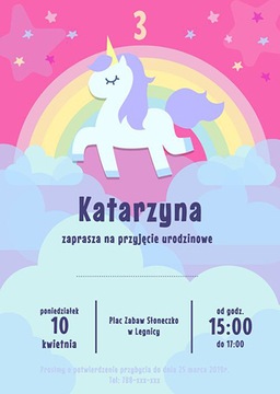 Zaproszenie urodzinowe dla dziewczynki