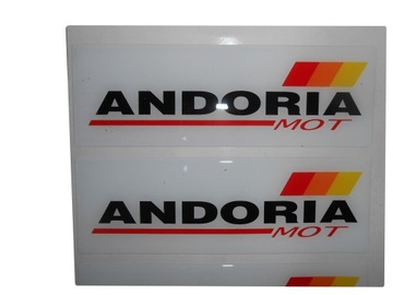 Znak logo ANDORIA MOT BIAŁY napis emblemat