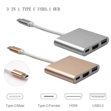 Переходник USB 3.1 Type C на HDMI + USB 3.0 + USB C 4K
