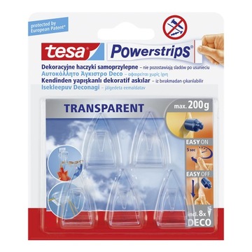 Самоклеящиеся крючки для декора tesa, прозрачные