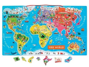 Janod Puzzle magnetyczne Mapa świata