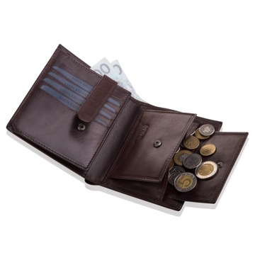 PORTFEL MĘSKI SKÓRZANY Betlewski brązowy duży Premium RFID pudełko prezent