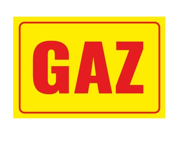 NAKLEJKA Ostrzeżenie UWAGA GAZ czerwony 15cm