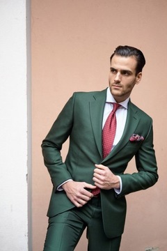 Zielony garnitur męski|Butelkowy|Szycie na miarę !