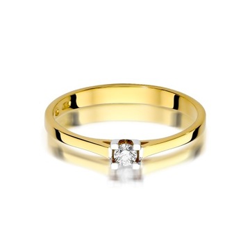 Klasyczny pierścionek zaręczynowy BRYLANT Diament złoto 585
