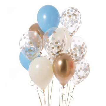 BALONY konfetti 18 40 lat ZŁOTE NIEBIESKIE ROCZEK