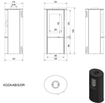 ОТДЕЛЬНО СТОЯЩАЯ СТАЛЬНАЯ ПЕЧЬ KOZA AB S DR SET