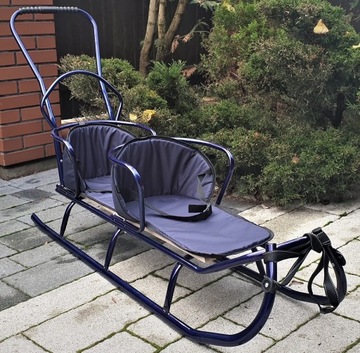 ДВОЙНЫЕ ТАНДЕМНЫЕ САНКИ + ПУШЕР + ТОЛСТЫЙ МАТРАС + РЕМНИ