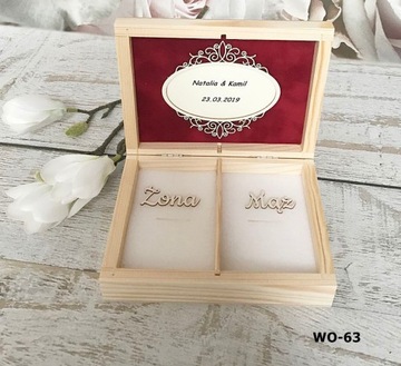 Коробка для конвертов 30х30 + обручальные кольца в стиле эко-рустик.