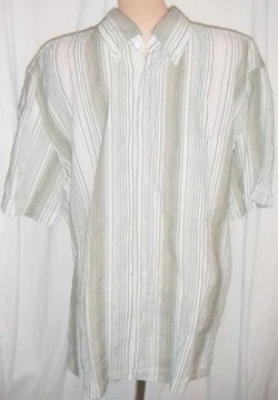 Koszula męska L-XL 44-46-48 K.43 biała prążki wzór