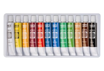 FARBY AKRYLOWE w tubkach HAPPY COLOR zestaw 12 KOL