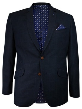 Granatowa Marynarka CASINO w Kratkę 104/170