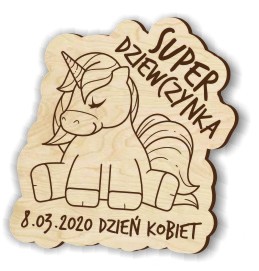 DZIEŃ KOBIET przypinka drewniana PREZENT upominek