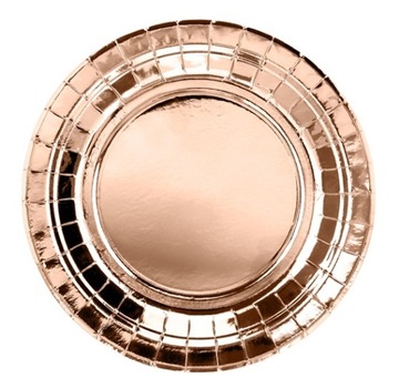 TALERZYKI PAPIEROWE RÓŻOWE ZŁOTO 6 SZTUK URODZINY