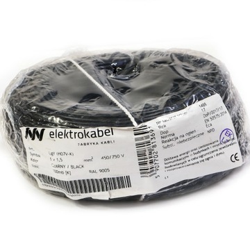 Przewód kabel linka LGY 1,5mm Czarny 100m 750V