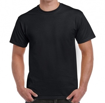 T-shirt męski czarna koszulka męska okrągły dekolt Gildan bawełna 180g r.XL