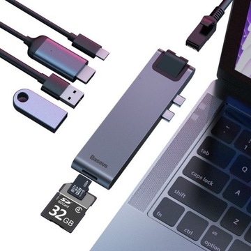 Адаптер Baseus для MacBook 7in1 USB-C, серый