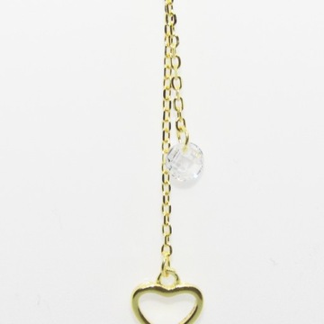 ОЖЕРЕЛЬЕ СЕРДЦЕ, СЕРЕБРО 925 ПРОБЫ, ПОЗОЛОЧЕННОЕ, 46 СМ