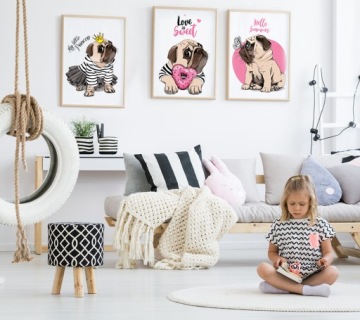 Плакаты с собакой Мопс HELLO DOG 3хА4