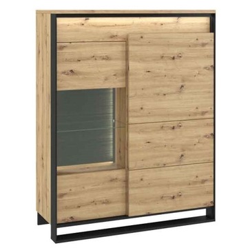 Witryna w stylu loft do salonu z oświetleniem LED