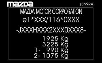 Mazda tabliczka naklejka znamionowa każdy model